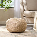 Pouf rond en coton tricoté moderne — Forme citrouille, 50,8 cm (L) x 35,6 cm (H)