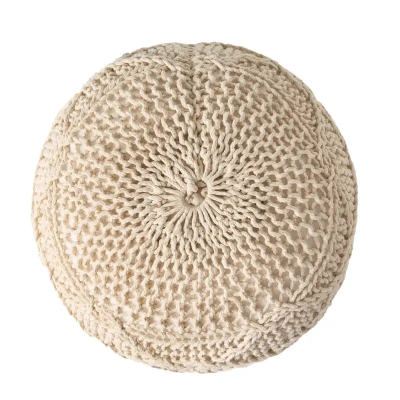 Pouf rond en coton tricoté moderne — Forme citrouille, 50,8 cm (L) x 35,6 cm (H)