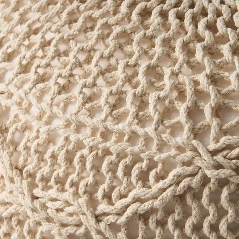 Pouf rond en coton tricoté moderne — Forme citrouille, 50,8 cm (L) x 35,6 cm (H)