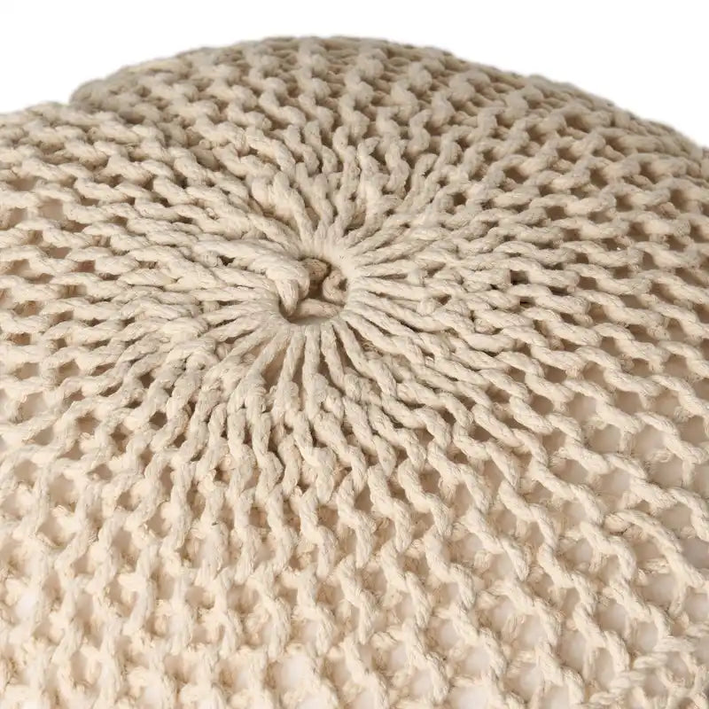 Pouf rond en coton tricoté moderne — Forme citrouille, 50,8 cm (L) x 35,6 cm (H)