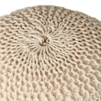Pouf rond en coton tricoté moderne — Forme citrouille, 50,8 cm (L) x 35,6 cm (H)