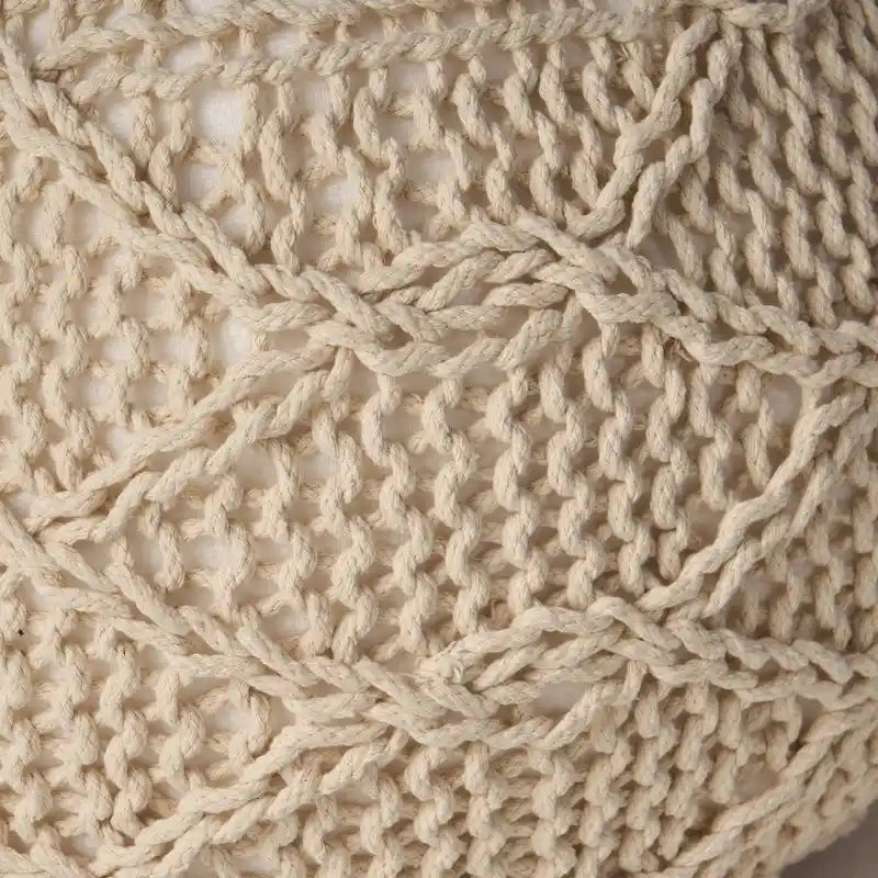 Pouf rond en coton tricoté moderne — Forme citrouille, 50,8 cm (L) x 35,6 cm (H)