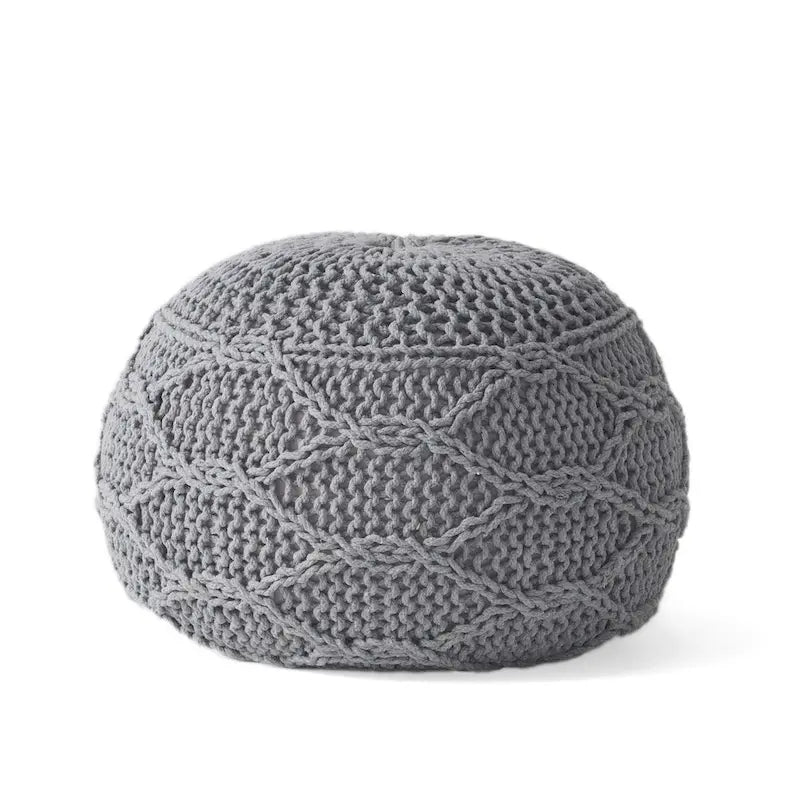 Pouf rond en coton tricoté moderne — Forme citrouille, 50,8 cm (L) x 35,6 cm (H)