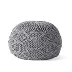 Pouf rond en coton tricoté moderne — Forme citrouille, 50,8 cm (L) x 35,6 cm (H)