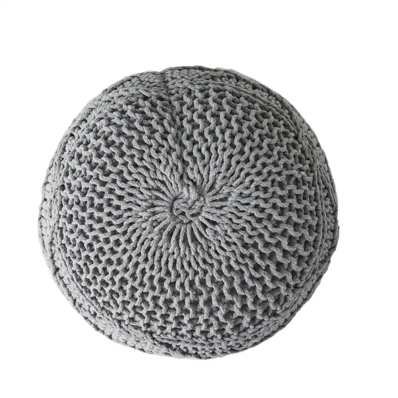 Pouf rond en coton tricoté moderne — Forme citrouille, 50,8 cm (L) x 35,6 cm (H)