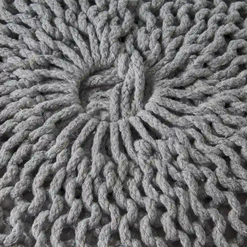 Pouf rond en coton tricoté moderne — Forme citrouille, 50,8 cm (L) x 35,6 cm (H)