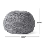 Pouf rond en coton tricoté moderne — Forme citrouille, 50,8 cm (L) x 35,6 cm (H)