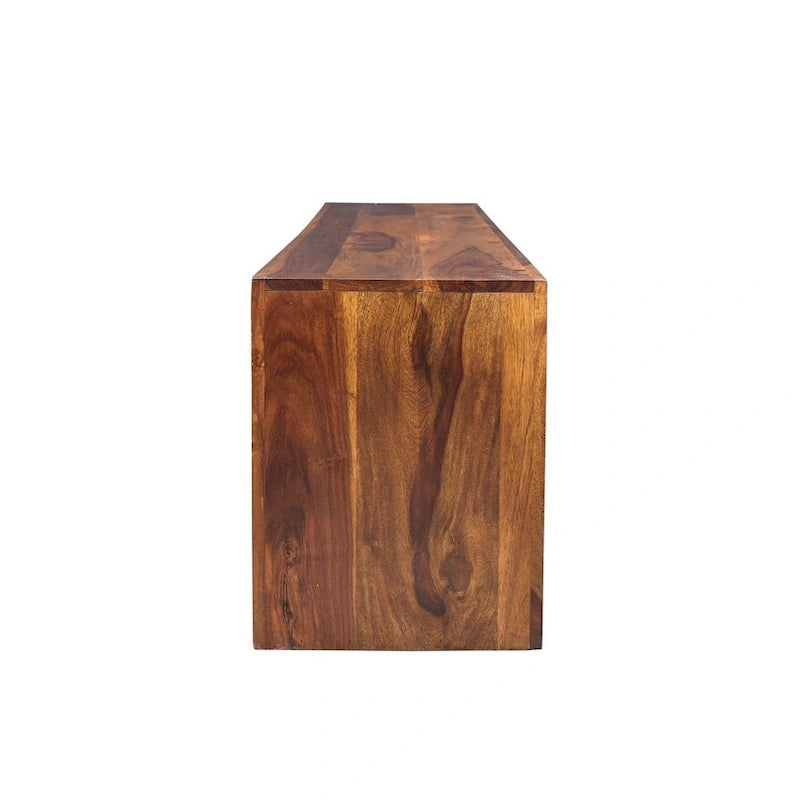 Banc artisanal en bois de Sesham massif (Inde) – Finition Noyer Miel