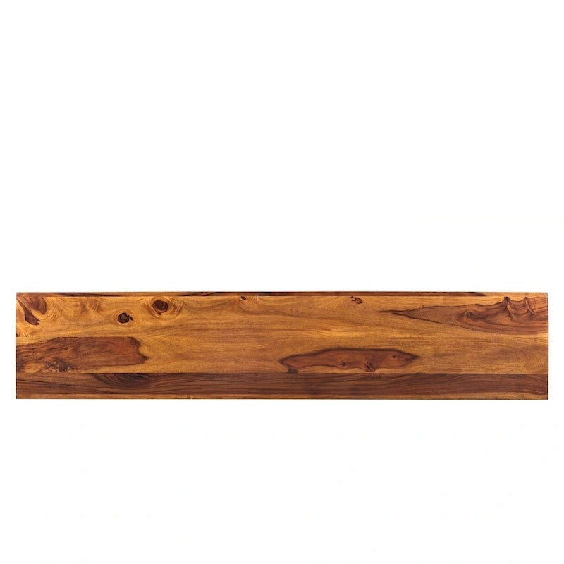 Banc artisanal en bois de Sesham massif (Inde) – Finition Noyer Miel