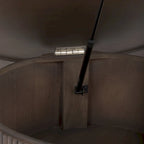 Table basse ronde cannelée marron foncé — Bois de manguier massif, Vérin hydraulique, 122 cm
