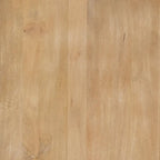 Table basse ronde cannelée marron foncé — Bois de manguier massif, Vérin hydraulique, 122 cm