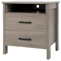 Table de chevet rustique avec 2 tiroirs et compartiment ouvert — Chêne/Noyer, 54,6 cm L