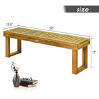 Banc de salle à manger en bois d'acacia de 52 po avec siège à lattes - 52 x 13,5 x 17 po (L x l x H)