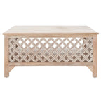 Table basse carrée à étagère unique avec sculptures ajourées — 86 cm