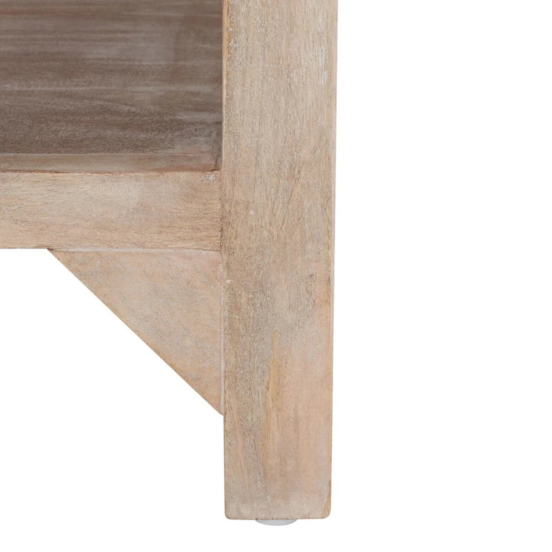 Table basse carrée à étagère unique avec sculptures ajourées — 86 cm