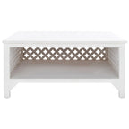 Table basse carrée à étagère unique avec sculptures ajourées — 86 cm