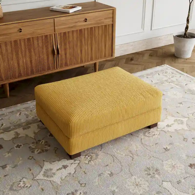 Pouf rectangulaire en velours côtelé pour salon