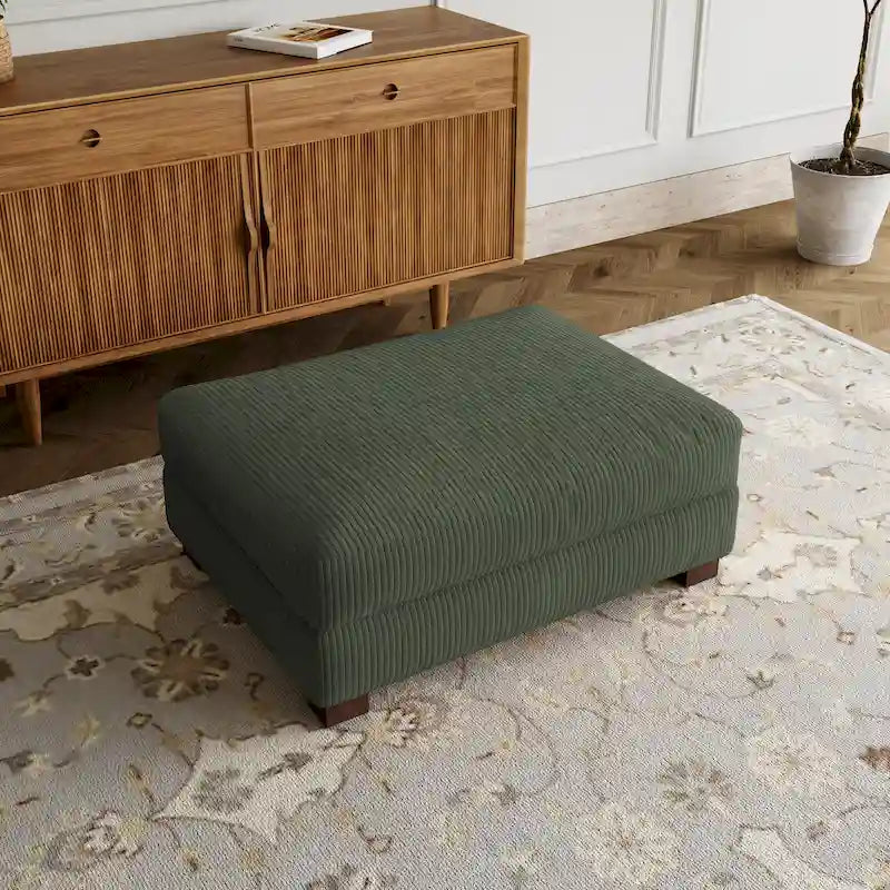 Pouf rectangulaire en velours côtelé pour salon