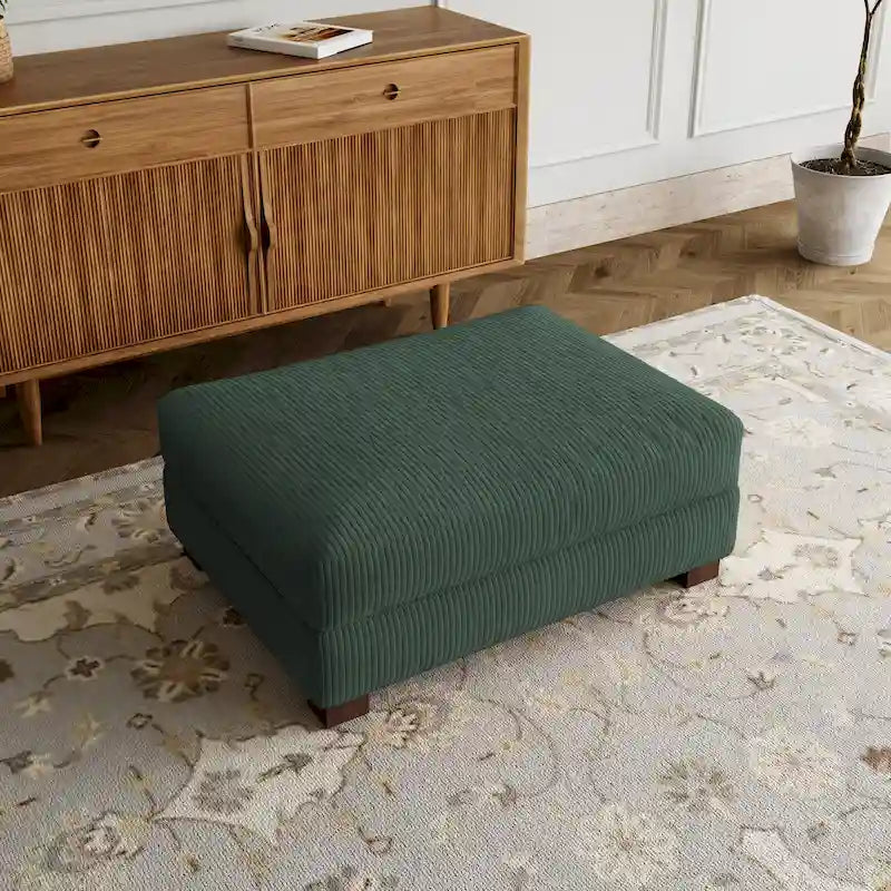 Pouf rectangulaire en velours côtelé pour salon