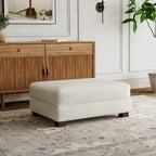 Pouf rectangulaire en velours côtelé pour salon