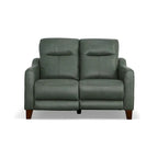 Causeuse inclinable à accoudoirs ronds en cuir véritable 57" — Ressorts Dual-Flex