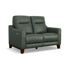 Causeuse inclinable à accoudoirs ronds en cuir véritable 57" — Ressorts Dual-Flex