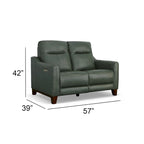 Causeuse inclinable à accoudoirs ronds en cuir véritable 57" — Ressorts Dual-Flex