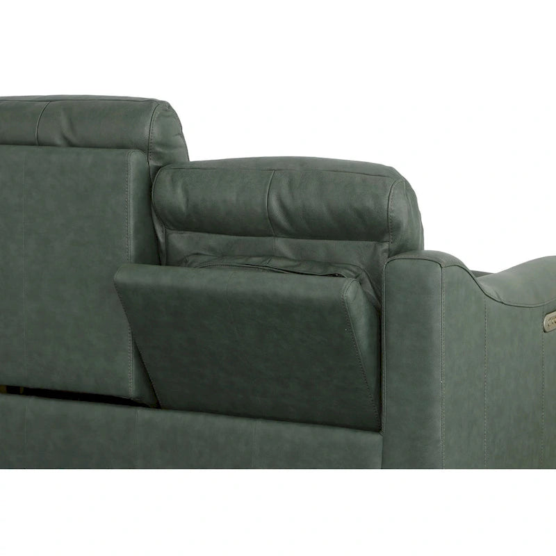Causeuse inclinable à accoudoirs ronds en cuir véritable 57" — Ressorts Dual-Flex
