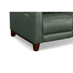 Causeuse inclinable à accoudoirs ronds en cuir véritable 57" — Ressorts Dual-Flex