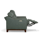 Causeuse inclinable à accoudoirs ronds en cuir véritable 57" — Ressorts Dual-Flex