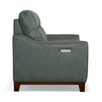 Causeuse inclinable à accoudoirs ronds en cuir véritable 57" — Ressorts Dual-Flex