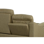 Causeuse inclinable à accoudoirs ronds en cuir véritable 57" — Ressorts Dual-Flex