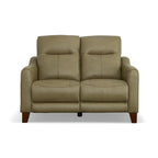 Causeuse inclinable à accoudoirs ronds en cuir véritable 57" — Ressorts Dual-Flex