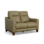 Causeuse inclinable à accoudoirs ronds en cuir véritable 57" — Ressorts Dual-Flex