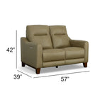 Causeuse inclinable à accoudoirs ronds en cuir véritable 57" — Ressorts Dual-Flex