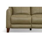 Causeuse inclinable à accoudoirs ronds en cuir véritable 57" — Ressorts Dual-Flex