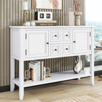 Console vintage avec quatre petits tiroirs et étagère inférieure