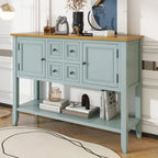 Console vintage avec quatre petits tiroirs et étagère inférieure