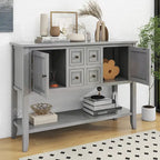 Console vintage avec quatre petits tiroirs et étagère inférieure