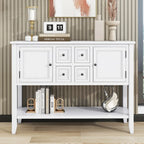 Console vintage avec quatre petits tiroirs et étagère inférieure