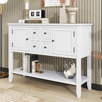 Console vintage avec quatre petits tiroirs et étagère inférieure
