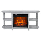 Meuble TV console de cheminée gris clair moderne avec étagères de rangement ouvertes