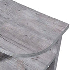 Meuble TV console de cheminée gris clair moderne avec étagères de rangement ouvertes
