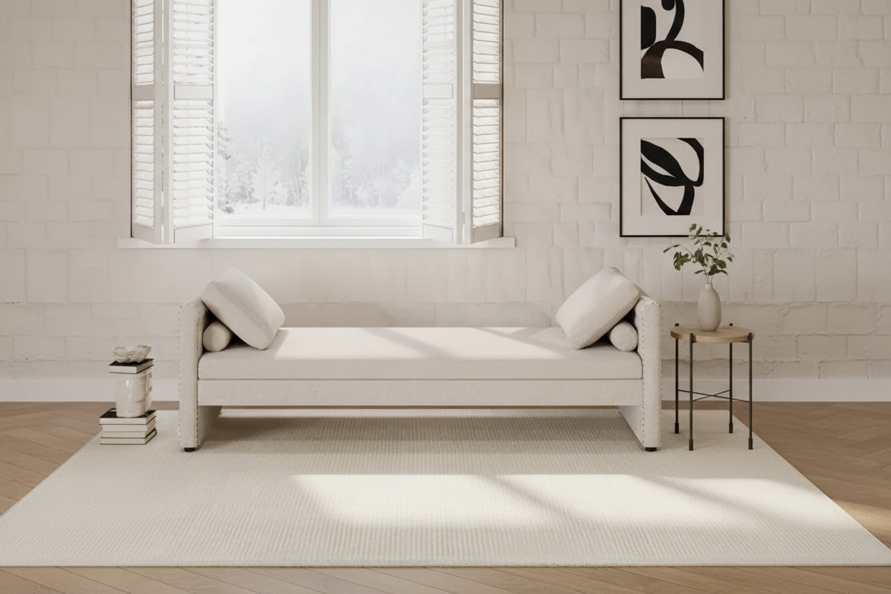 Modern Upholstered Chaise Lounger Daybed with Pillows Small Single Daybed